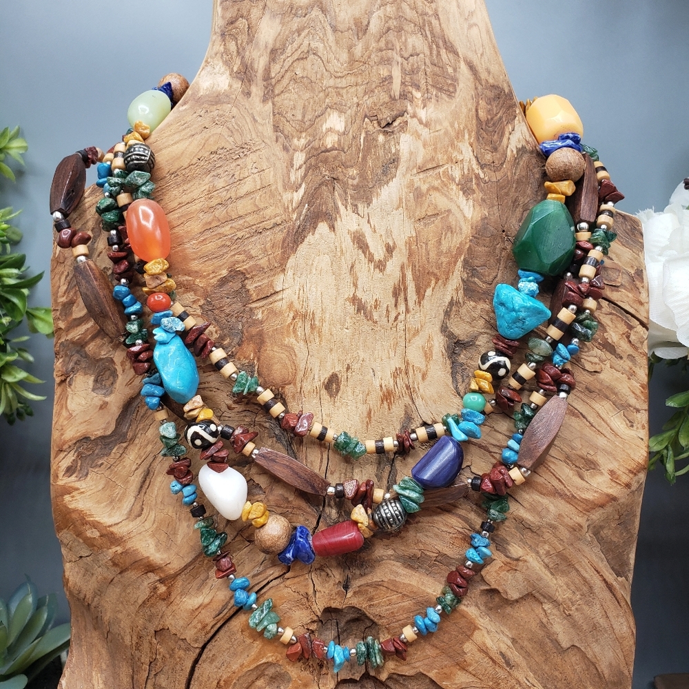 Turquoise & Wood w/ Genuine Stones - Bohemian Native Cowgirl Ranch Western